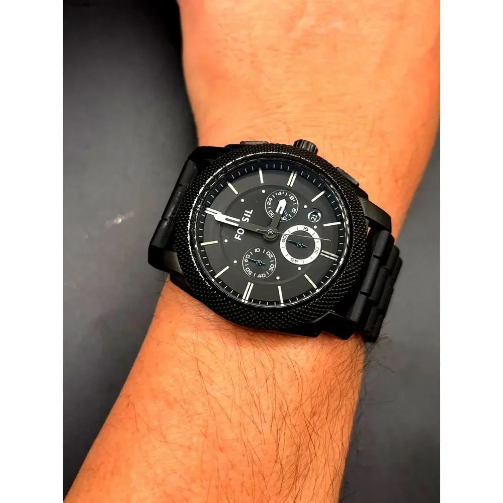 Fossil FS4487 Machine Chronograph Men’s Gunmetal Black Silicone Strap Watch